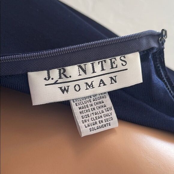 J.R. Nites Navy Velvet Sequined Gown Size 14W NWT - Picture 10 of 10